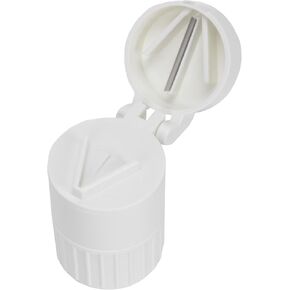 Pill Cutter Splitter, Crusher, & Storage, 3-in-1, for Medicine or Vitamin, Twin Compartment Storage, White, Heavy Duty