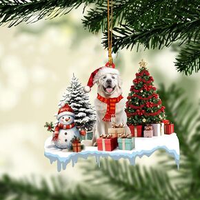 Talataca Great Pyrenees Sleeping Angel Wing Memorial Pet Dog Farmhouse 2D Flat Car Rear View Mirror Accessories Christmas Tree Ornament Decoration Hanging Charm Interior Rearview Pendant Decor Gift