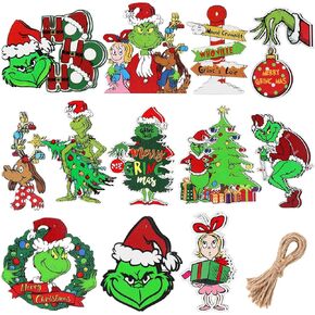 Hommtina Christmas Gnome Wooden Ornaments Wood Hanging Decorations for Xmas Party Supplies (Xmas-C)