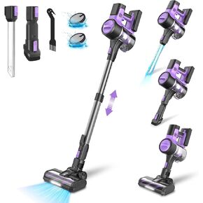 Cordless Vacuum Cleaner, 30Kpa 350W Powerful Cordless Stick Vacuum, Max 50min Runtime Rechargeable Vacuum, 1.2L Large Dustbin, Multifunctional Lightweight Vacuum for Hardfloor Pet Hair Carpet Home-S10