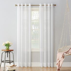 No. 918 Emily Sheer Voile Grommet Curtain Panel, 59" x 63", White
