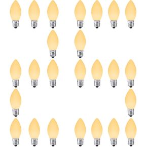 LED Christmas Replacement Bulbs 25 Pack C7, for Outdoor and Indoor, Dimmable, E12 Candelabra Base, Cool White