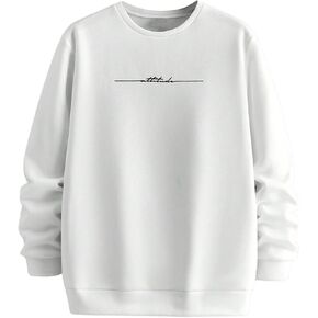 Men's Letter Graphic Sweatshirt Round Neck Long Sleeve Casual Pullover Sweatshirts
