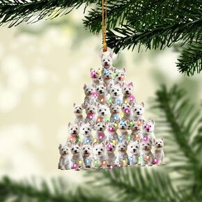 Talataca West Highland Terrier Sleeping Angel Wing Memorial Dog 2D Flat Car Rear View Mirror Accessories Christmas Tree Ornament Decoration Hanging Charm Interior Rearview Pendant Decor Gift