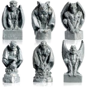 Rileryan 6 PCS Miniature Evil Gargoyles Figurines Statue for Halloween Village Decorations Accessories Mini Graveyard Cemetery Decor