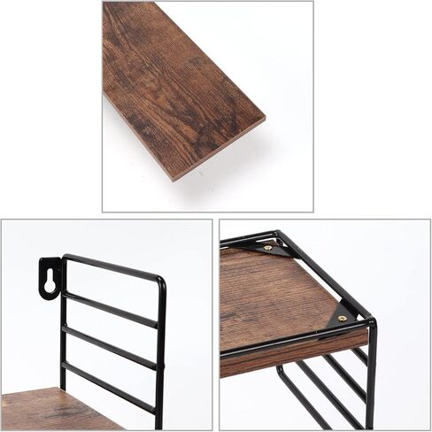 Amazon Brand – Pinzon Rustic Floating Shelves Wall Mounted Storage Shelf for Living Room Kitchen Office, Set of 3, Brown, 5.24"D x 16"W x 4.5"H in Saudi Arabia