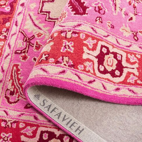 SAFAVIEH Bellagio Collection Area Rug - 5' x 8', Red & Pink, Handmade Medallion Wool, Ideal for High Traffic Areas in Living Room, Bedroom (BLG545B) in Saudi Arabia