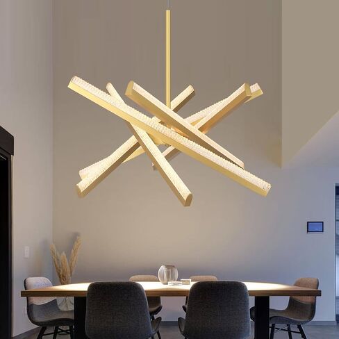 Kinglong Black Chandelier 【Upgraded】، ثريا حديثة 6 أضواء، تركيبات إضاءة ثريا LED أكريليك قابلة للتعتيم لغرفة الطعام، غرفة المعيشة، غرفة النوم، المدخل، جزيرة المطبخ (الطول: 20.07 بوصة، العرض: 17.32 بوصة) in Saudi Arabia
