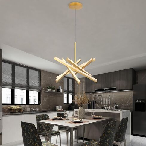 Kinglong Black Chandelier 【Upgraded】، ثريا حديثة 6 أضواء، تركيبات إضاءة ثريا LED أكريليك قابلة للتعتيم لغرفة الطعام، غرفة المعيشة، غرفة النوم، المدخل، جزيرة المطبخ (الطول: 20.07 بوصة، العرض: 17.32 بوصة) in Saudi Arabia