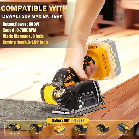Cordless Cut Off Tool Compatible with Dewalt 20V MAX Battery, tile Saw Brushless and Compact, Tile Cutter with 7 Saw 3" Blades for Soft Metal, Wood, Tile and Plastic (Bare Tool Only） in Kuwait