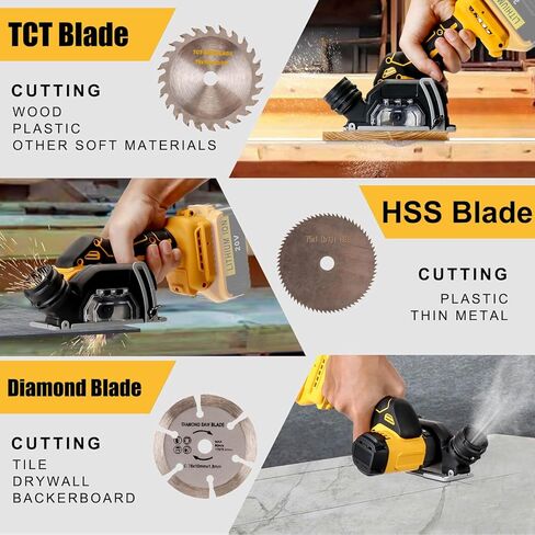 Cordless Cut Off Tool Compatible with Dewalt 20V MAX Battery, tile Saw Brushless and Compact, Tile Cutter with 7 Saw 3" Blades for Soft Metal, Wood, Tile and Plastic (Bare Tool Only） in Kuwait