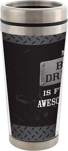 Elanze Designs My Bus Driver is Full of Awesomesauce كوب سفر من الفولاذ المقاوم للصدأ سعة 16 أونصة أسود مع غطاء in Kuwait