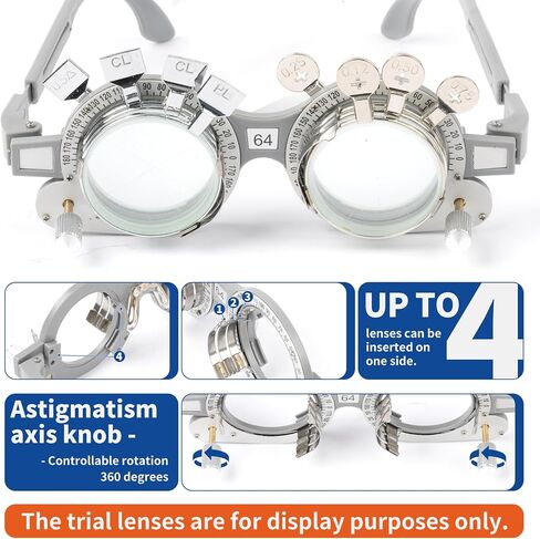 Optical Trial Lens Frame Fixed PD 64mm Optometry Frame with Adjustable Temple Arms - Suitable for Optometrists in Kuwait