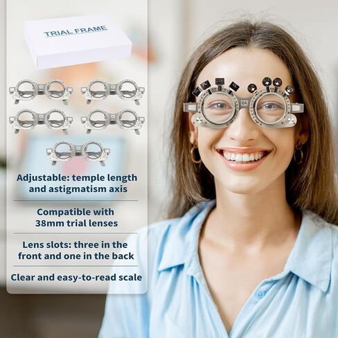 Optical Trial Lens Frame Fixed PD 64mm Optometry Frame with Adjustable Temple Arms - Suitable for Optometrists in Kuwait