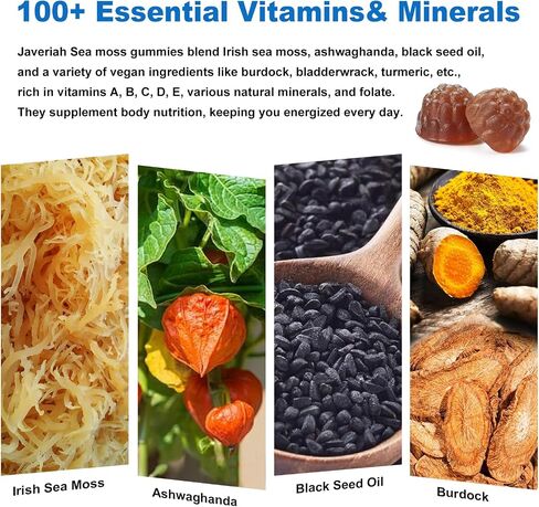 2Pack Supervegan Sea Moss Gummies with Black Seed Oil,Ashwagandha, Vitamin C&D for Immune Support, Digestive, Antioxidant 13 in 1 Bundle, Sea Moss Chlorophyll Advanced Strength Formula 120 Gummies in Saudi Arabia