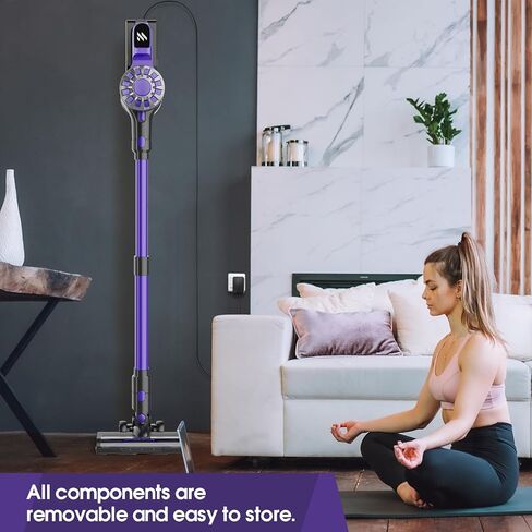 Cordless Vacuum Cleaner, Strong Stick Cordless Vacuum Cleaner, Removable Battery, 35 Running Mins, LED Light, Anti-Tangle, Cordless Vacuum Great for Carpets, Hard Floors, Pet Hair, Purple in Saudi Arabia