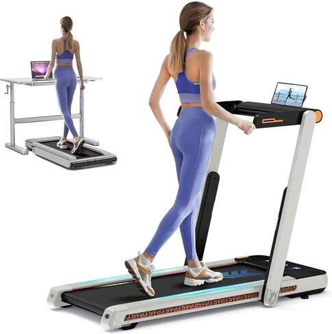 جهاز مشي قابل للطي للمنزل، جهاز مشي محمول 2 في 1 مع شريط مقبض، جهاز مشي تحت المكتب 3.0 HP جهاز مشي صغير قابل للطي للمكتب، سعة 320 رطل، مع مكبر صوت، تطبيق، جهاز تحكم عن بعد in Saudi Arabia