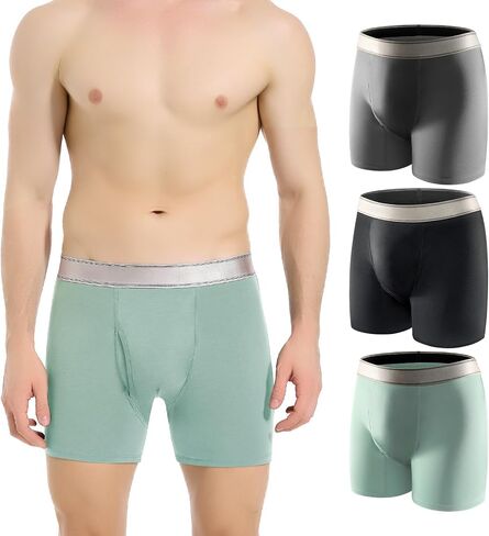 Incontinence Underwear for Men Washable with Front Fly Mens Incontinence Underwear for Bladder Leak Proof Underwear for Men Absorbency 150ml Waterproof Mens Incontinence Boxer Briefs 3 Pack, Large in Kuwait