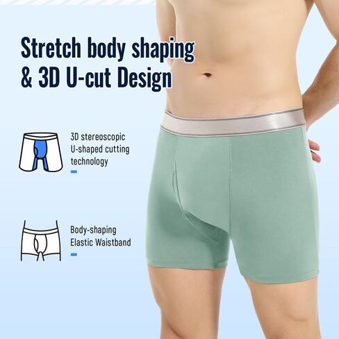 Incontinence Underwear for Men Washable with Front Fly Mens Incontinence Underwear for Bladder Leak Proof Underwear for Men Absorbency 150ml Waterproof Mens Incontinence Boxer Briefs 3 Pack, Large in Kuwait