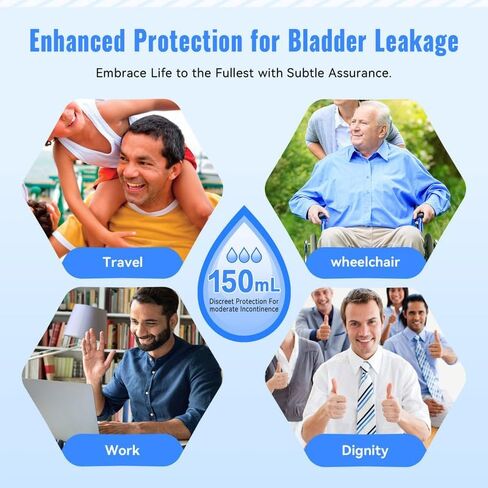 Incontinence Underwear for Men Washable with Front Fly Mens Incontinence Underwear for Bladder Leak Proof Underwear for Men Absorbency 150ml Waterproof Mens Incontinence Boxer Briefs 3 Pack, Large in Kuwait