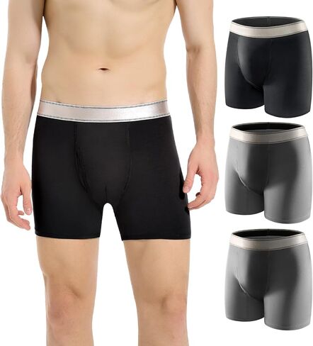 Incontinence Underwear for Men Washable with Front Fly Mens Incontinence Underwear for Bladder Leak Proof Underwear for Men Absorbency 150ml Waterproof Mens Incontinence Boxer Briefs 3 Pack, Large in Kuwait