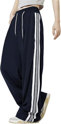 Verdusa Women's Loose Sweatpants Striped High Waisted Drawstring Sweat Pants in Saudi Arabia