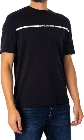 A｜X ARMANI EXCHANGE Men's Line Logo Branded Short Sleeve T-Shirt in Saudi Arabia