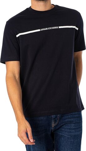 A｜X ARMANI EXCHANGE Men's Line Logo Branded Short Sleeve T-Shirt in Saudi Arabia