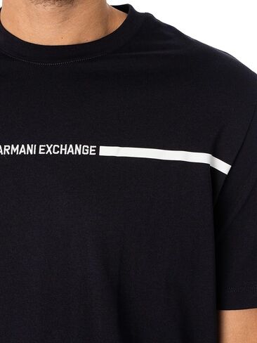A｜X ARMANI EXCHANGE Men's Line Logo Branded Short Sleeve T-Shirt in Saudi Arabia