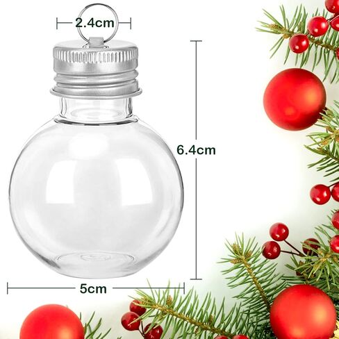 30 قطعة من كرات عيد الميلاد الخمرية، شجرة عيد الميلاد المعلقة الحلي البلاستيكية الشفافة لمبات قابلة للتعبئة كرة قلادة مع أغطية لولبية وأشرطة لديكور حفلة عيد الميلاد المنزلية in Kuwait