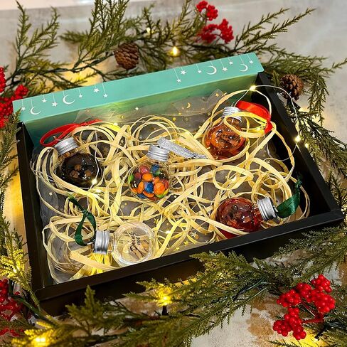 30 قطعة من كرات عيد الميلاد الخمرية، شجرة عيد الميلاد المعلقة الحلي البلاستيكية الشفافة لمبات قابلة للتعبئة كرة قلادة مع أغطية لولبية وأشرطة لديكور حفلة عيد الميلاد المنزلية in Kuwait