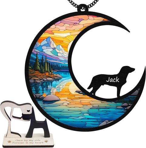 6 بوصات مصغرة من Schnauzers Dog تذكارية Suncatcher شخصية اسم الكلب زخرفة هدايا التعاطف لمحبي الكلاب الحيوانات الأليفة الفجيعة هدية تذكار الكلب نافذة السيارة المعلقة SCD-B2-6-79 in Kuwait