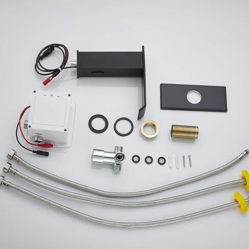 مستشعر تلقائي من النيكل المصقول صنبور حوض الحمام بدون لمس مع لوحة غطاء صنابير الغرور حر اليدين شلال مياه الحمام مع صندوق التحكم وخلاط درجة الحرارة من GGStudy in Kuwait