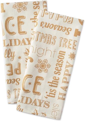 DII Christmas Dish Towels Decorative Metallic Holiday Kitchen Towel Set, 18x28, Gold Collage, 2 Count in Kuwait