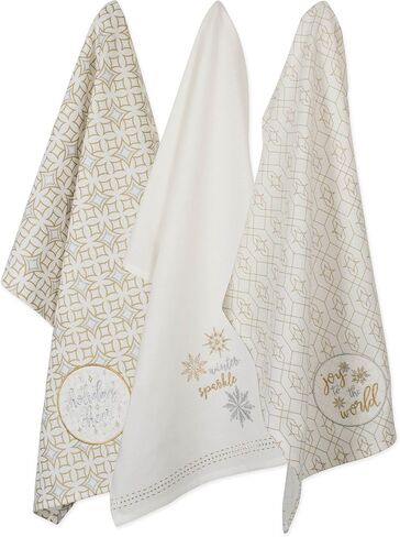 DII Christmas Dish Towels Decorative Metallic Holiday Kitchen Towel Set, 18x28, Gold Collage, 2 Count in Kuwait