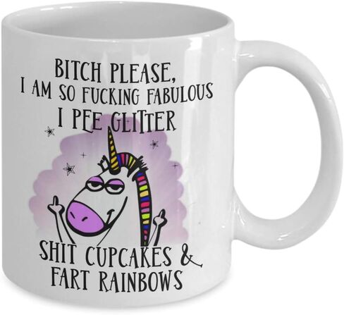 Bitch Please Unicorn Mug Im So Fabulous I Pee Glitter Badass Unicorn Flipping the Bird Funny Coffee Comment Tea Cup Gag Gift in Saudi Arabia