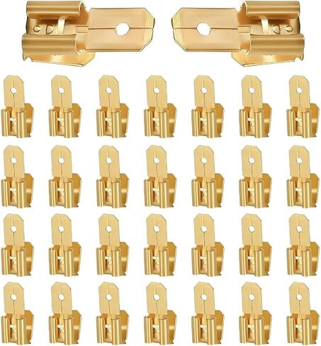 30 Pcs Spade Connector，Piggyback Spade connectors，Brass Piggyback Spade Connectors, 3 Way Adapter Dual Male to Single Female Quick Disconnect Terminals, Crimp Wire Connectors Assortment Kit in Kuwait