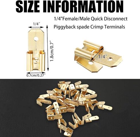30 Pcs Spade Connector，Piggyback Spade connectors，Brass Piggyback Spade Connectors, 3 Way Adapter Dual Male to Single Female Quick Disconnect Terminals, Crimp Wire Connectors Assortment Kit in Kuwait