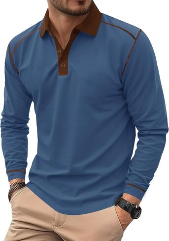 Mens Golf Polo Shirts Long Sleeve Casual Workout Classic Poloshirt (S-XXL) in Saudi Arabia