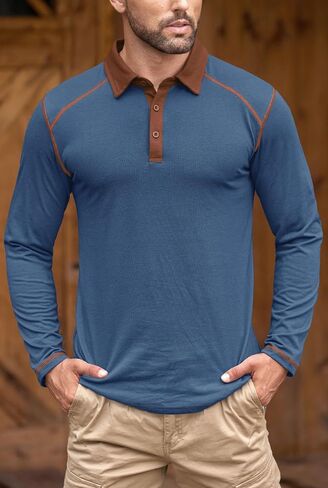 Mens Golf Polo Shirts Long Sleeve Casual Workout Classic Poloshirt (S-XXL) in Saudi Arabia