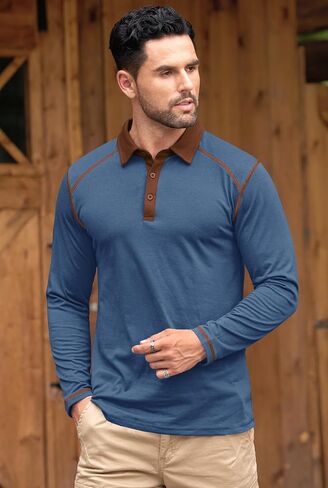 Mens Golf Polo Shirts Long Sleeve Casual Workout Classic Poloshirt (S-XXL) in Saudi Arabia