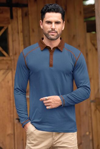 Mens Golf Polo Shirts Long Sleeve Casual Workout Classic Poloshirt (S-XXL) in Saudi Arabia