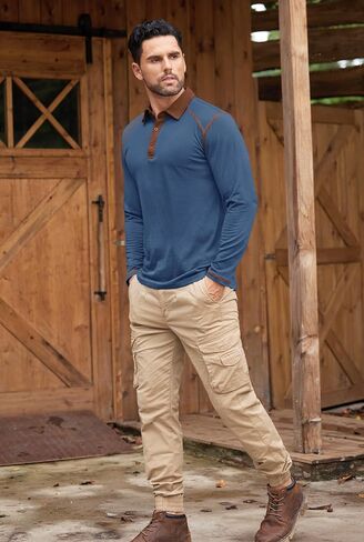 Mens Golf Polo Shirts Long Sleeve Casual Workout Classic Poloshirt (S-XXL) in Saudi Arabia
