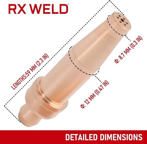 RX WELD 0-3-101 Acetylene Cutting Torch Tips, Fit V-Style Light/Medium Duty Torch - Pack of 2 (0-3-10) in Kuwait