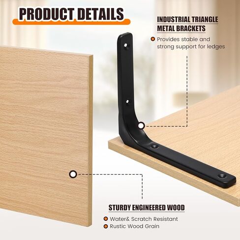 Pinkunn 3 مجموعة أرفف عائمة عميقة 16 عرض × 12 عمق رف خشبي ريفي رف عائم للجدار معلق على الحائط أرفف جدارية عائمة عميقة، أرفف مثبتة على الحائط لغرفة النوم والحمام والمطبخ in Kuwait