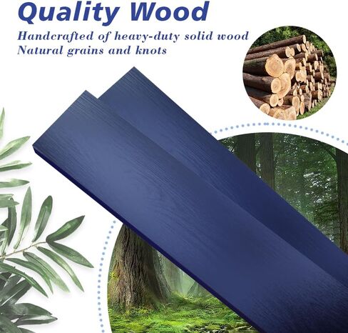 أرفف Habudda العائمة، رف خشبي لتزيين الحائط للحمام وغرفة النوم والمطبخ وغرفة المعيشة، وحدة تخزين معلقة، طويلة جدًا 35.5 بوصة مجموعة من 2، خشبي ريفي باللون الأزرق الداكن in Kuwait