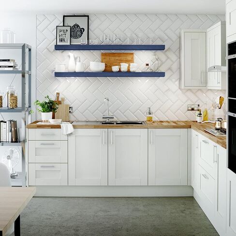 أرفف Habudda العائمة، رف خشبي لتزيين الحائط للحمام وغرفة النوم والمطبخ وغرفة المعيشة، وحدة تخزين معلقة، طويلة جدًا 35.5 بوصة مجموعة من 2، خشبي ريفي باللون الأزرق الداكن in Kuwait