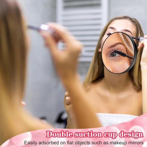 10X Makeup Magnifying Mirror with 2 Suction Cups, Magnified Makeup Mirror Handheld Mirror 10X Magnification 3.5" Portable Cosmetic Mirror withTweeze Set for Travel Makeup Bathroom(Black) in Saudi Arabia