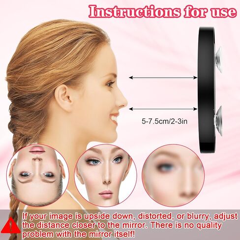 10X Makeup Magnifying Mirror with 2 Suction Cups, Magnified Makeup Mirror Handheld Mirror 10X Magnification 3.5" Portable Cosmetic Mirror withTweeze Set for Travel Makeup Bathroom(Black) in Saudi Arabia