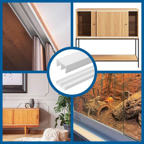 2 Pack White Plastic Sliding Door Track Set for 1/4" Thick Panels - Sliding Glass, Cabinet, and Window Track, Easy Installation, USA Made, (6 Ft. Long) by Outwater in Saudi Arabia